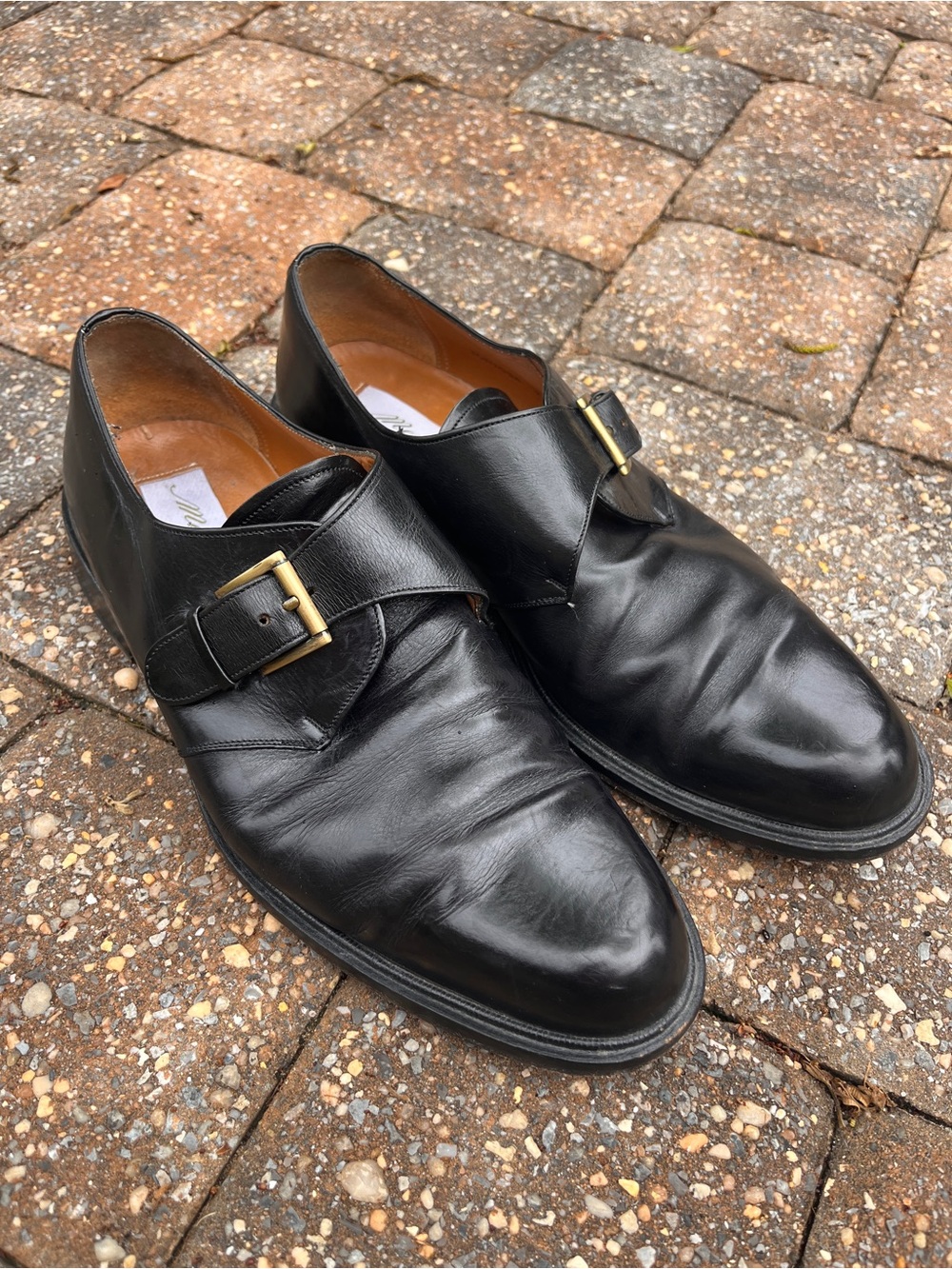 Mezlan Tortosa Monk Strap Cap Toe Dress Shoes Black Leather Size 9.5